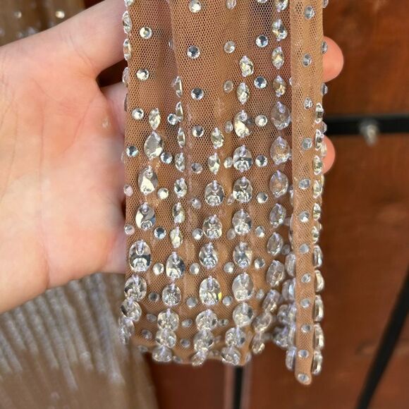 Retrofete Crystal Long sleeve Dress Size Small Nude/Silver - Picture 9 of 10